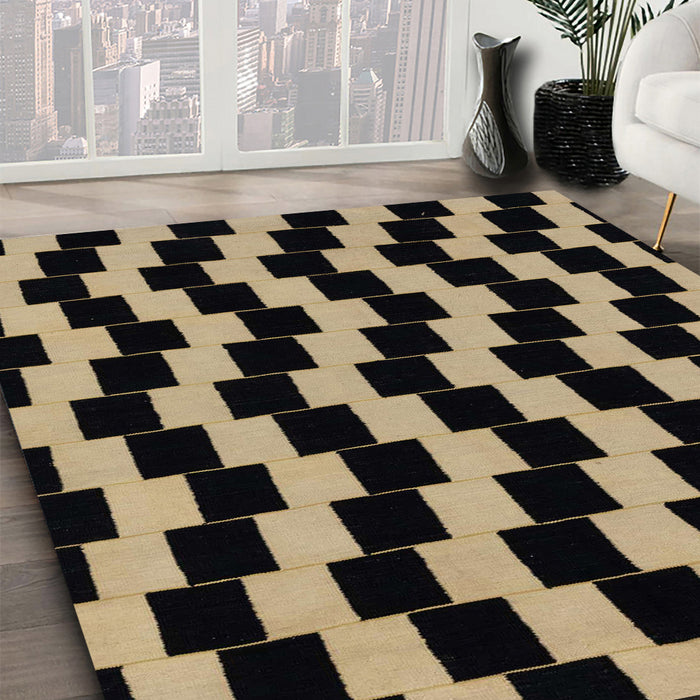 Machine Washable Abstract Black Rug in a Family Room, wshabs1931