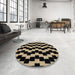 Round Abstract Black Modern Rug in a Office, abs1931