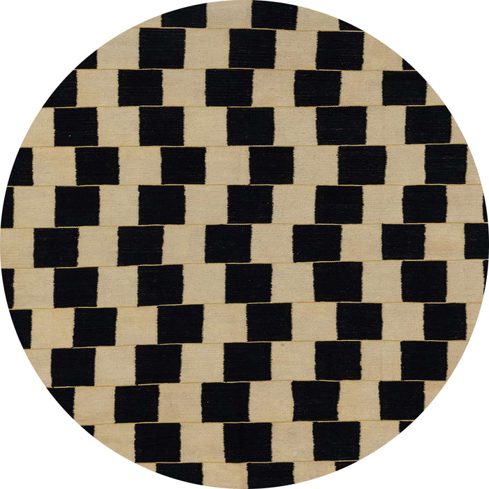 Round Abstract Black Modern Rug, abs1931