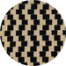 Round Abstract Black Modern Rug, abs1931