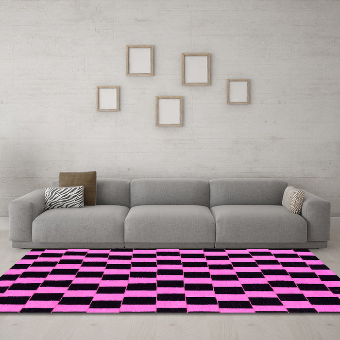 Machine Washable Abstract Pink Modern Rug in a Living Room, wshabs1931pnk