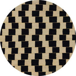Round Machine Washable Abstract Black Rug, wshabs1931