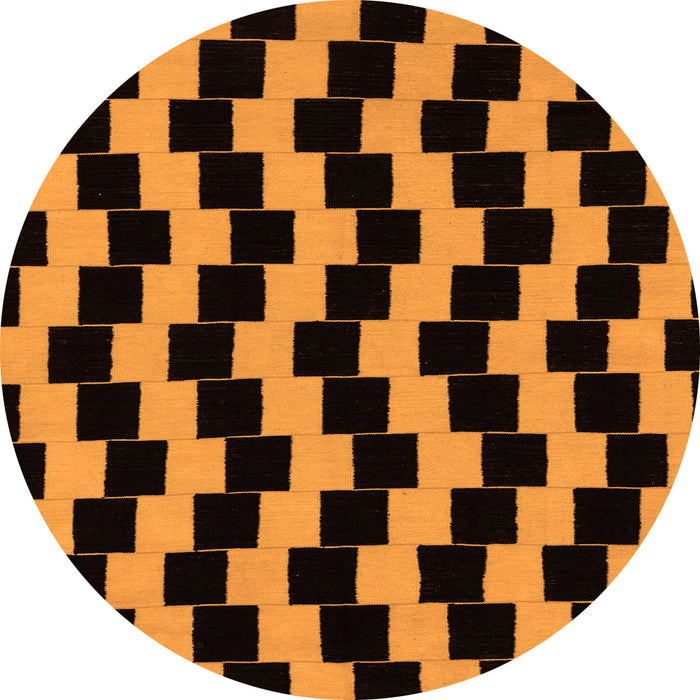 Round Abstract Orange Modern Rug, abs1931org