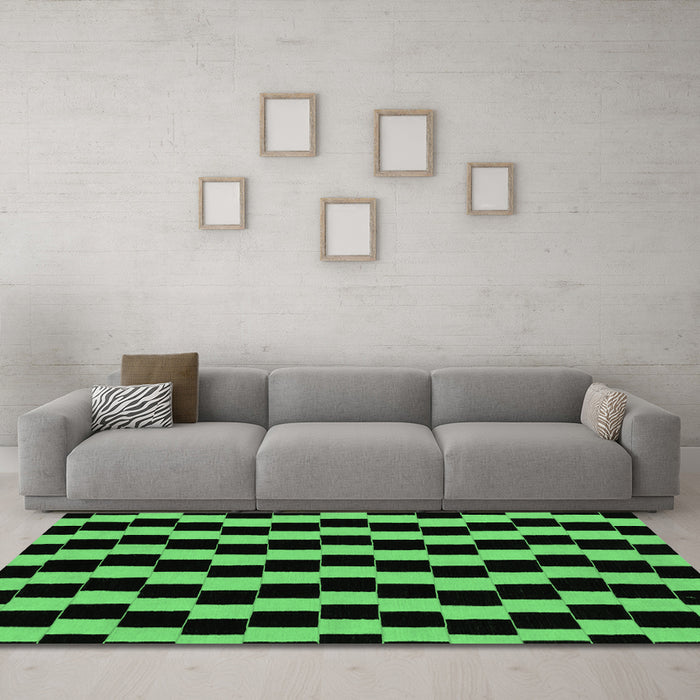Machine Washable Abstract Emerald Green Modern Area Rugs in a Living Room,, wshabs1931emgrn