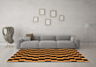 Machine Washable Abstract Orange Modern Area Rugs in a Living Room, wshabs1931org