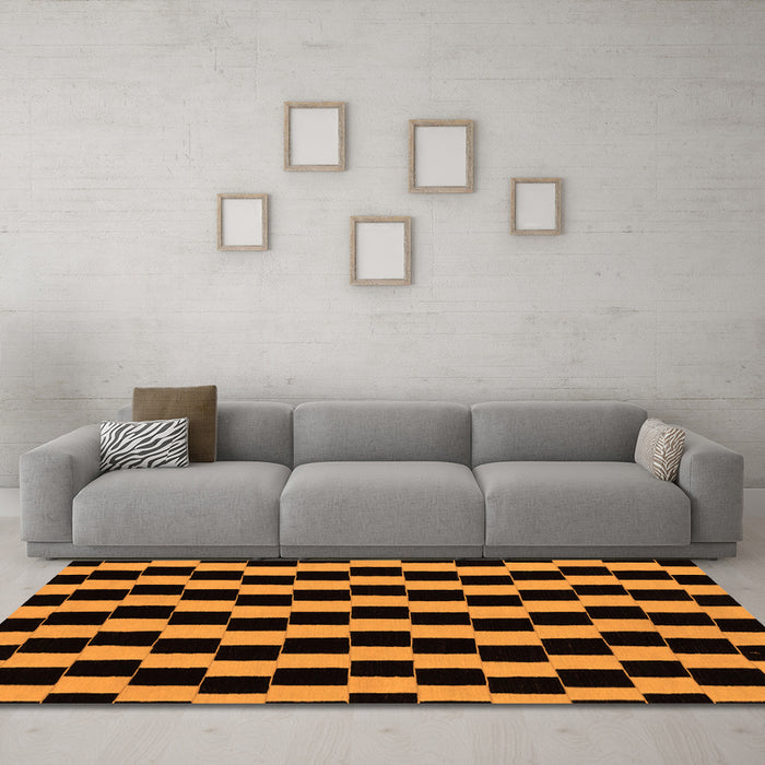 Machine Washable Abstract Orange Modern Area Rugs in a Living Room, wshabs1931org