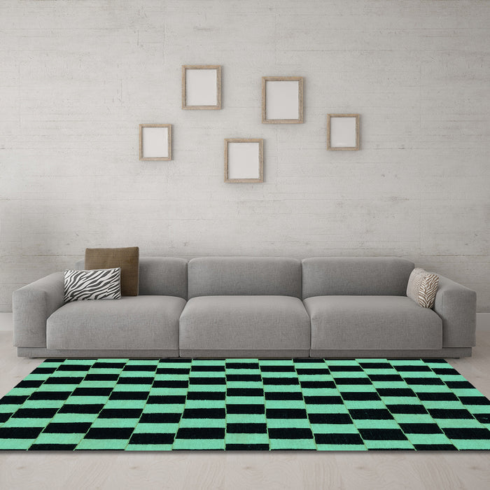 Machine Washable Abstract Turquoise Modern Area Rugs in a Living Room,, wshabs1931turq