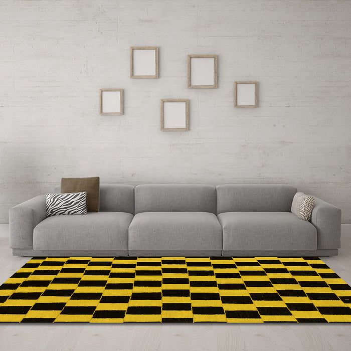 Machine Washable Abstract Yellow Modern Rug in a Living Room, wshabs1931yw