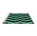 Sideview of Machine Washable Abstract Turquoise Modern Area Rugs, wshabs1931turq