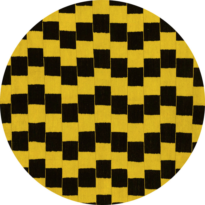 Round Machine Washable Abstract Yellow Modern Rug, wshabs1931yw