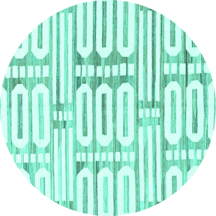 Round Machine Washable Solid Turquoise Modern Area Rugs, wshabs1932turq