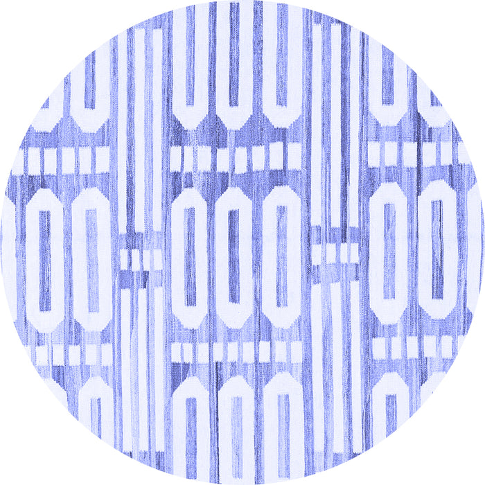 Round Machine Washable Solid Blue Modern Rug, wshabs1932blu