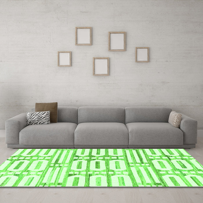 Machine Washable Solid Green Modern Area Rugs in a Living Room,, wshabs1932grn