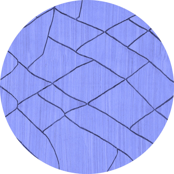 Round Machine Washable Solid Blue Modern Rug, wshabs1933blu