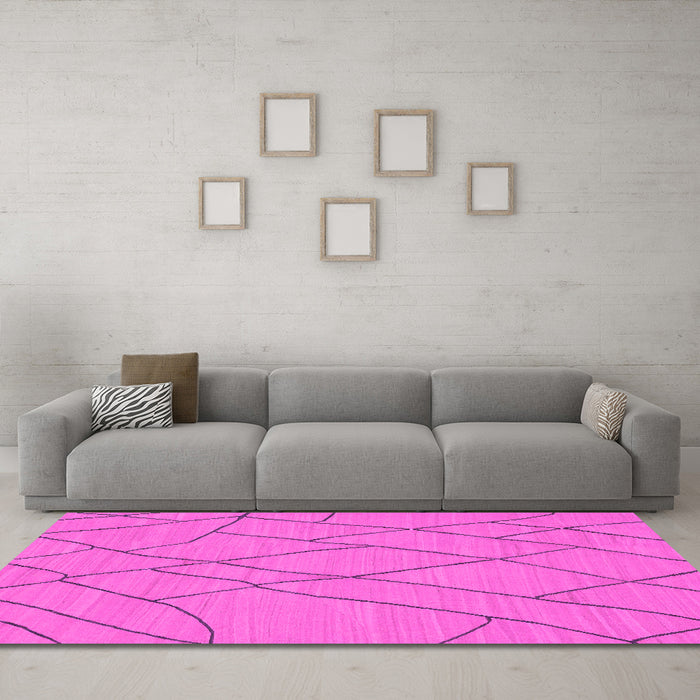 Machine Washable Solid Pink Modern Rug in a Living Room, wshabs1933pnk