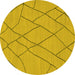 Round Machine Washable Solid Yellow Modern Rug, wshabs1933yw