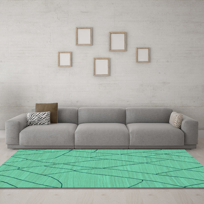Machine Washable Solid Turquoise Modern Area Rugs in a Living Room,, wshabs1933turq
