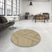 Round Abstract Copper Green Solid Rug in a Office, abs1933