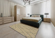 Machine Washable Abstract Brass Green Rug in a Bedroom, wshabs1933