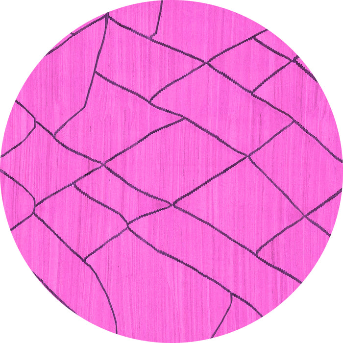 Round Machine Washable Solid Pink Modern Rug, wshabs1933pnk