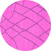 Round Machine Washable Solid Pink Modern Rug, wshabs1933pnk