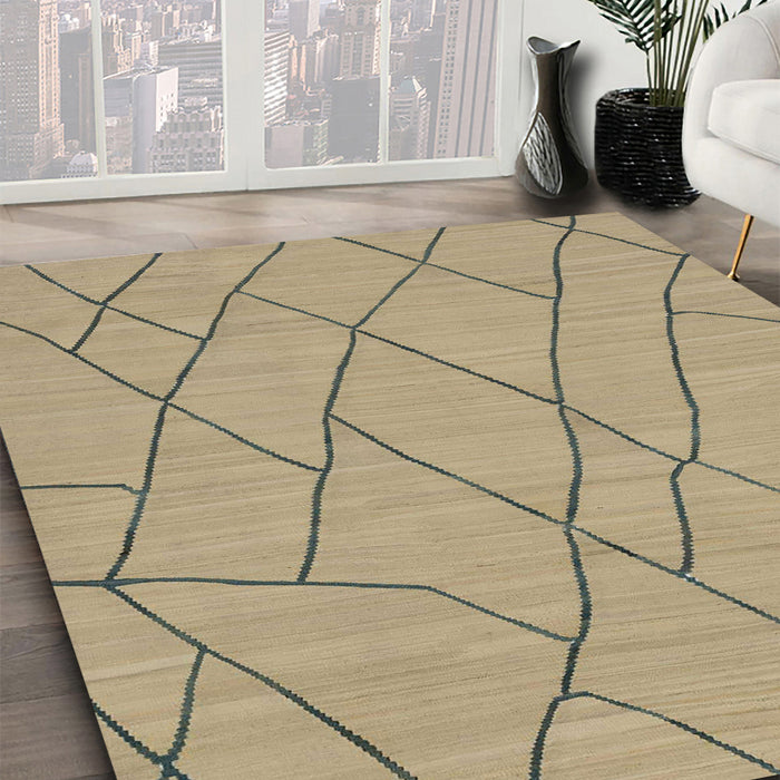 Machine Washable Abstract Brass Green Rug in a Family Room, wshabs1933