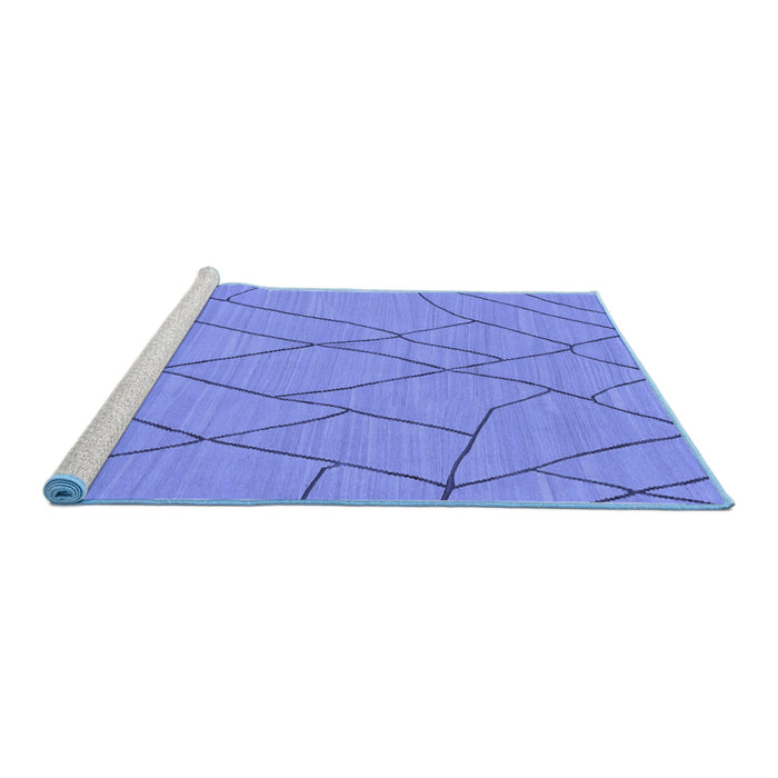 Sideview of Machine Washable Solid Blue Modern Rug, wshabs1933blu