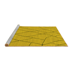 Sideview of Machine Washable Solid Yellow Modern Rug, wshabs1933yw