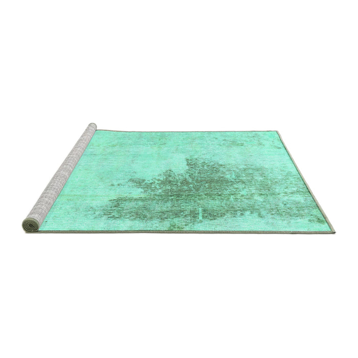 Sideview of Machine Washable Solid Turquoise Modern Area Rugs, wshabs1934turq