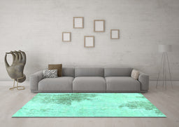 Machine Washable Solid Turquoise Modern Area Rugs in a Living Room,, wshabs1934turq