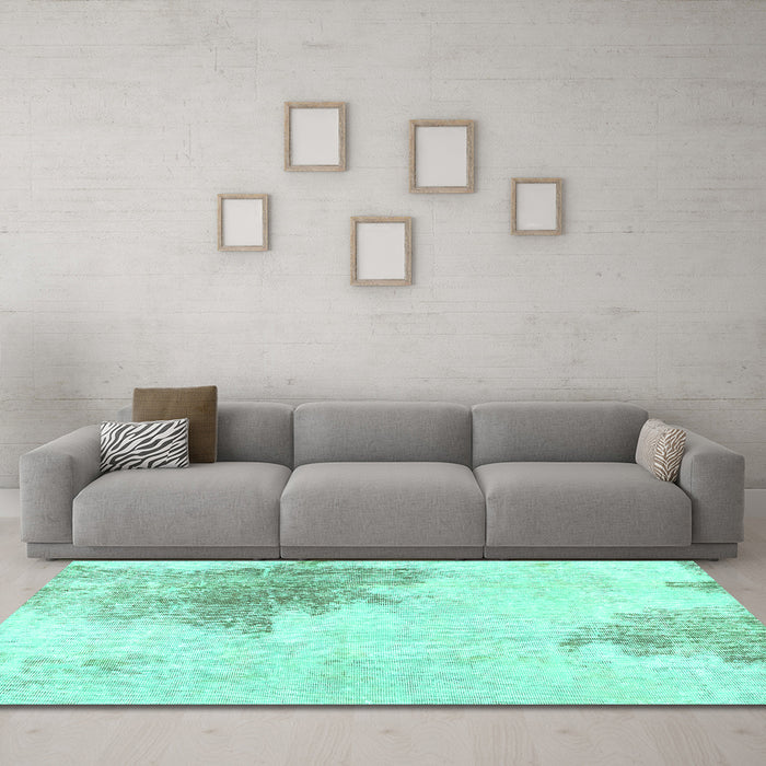 Machine Washable Solid Turquoise Modern Area Rugs in a Living Room,, wshabs1934turq