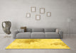 Machine Washable Solid Yellow Modern Rug in a Living Room, wshabs1934yw