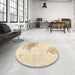 Round Abstract Brown Solid Rug in a Office, abs1934