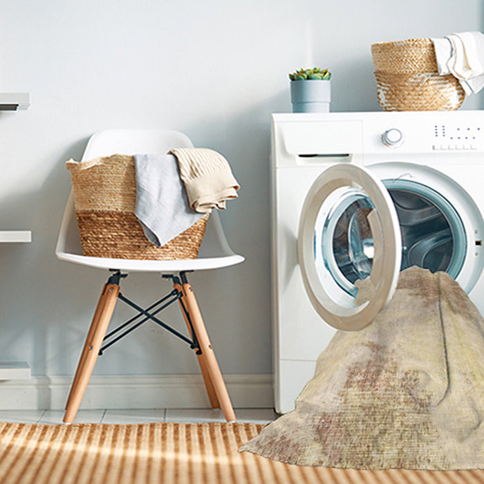 Machine Washable Abstract Brown Sugar Brown Rug in a Washing Machine, wshabs1934