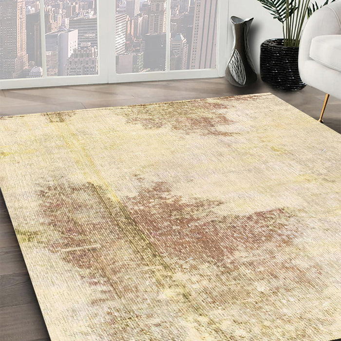 Abstract Brown Solid Rug in Family Room, abs1934
