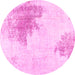 Round Machine Washable Solid Pink Modern Rug, wshabs1934pnk