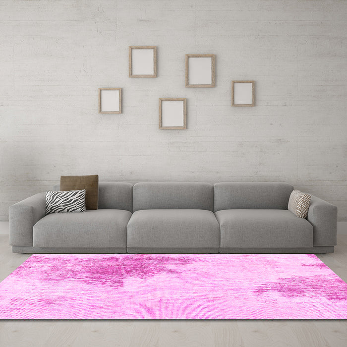 Machine Washable Solid Pink Modern Rug in a Living Room, wshabs1934pnk