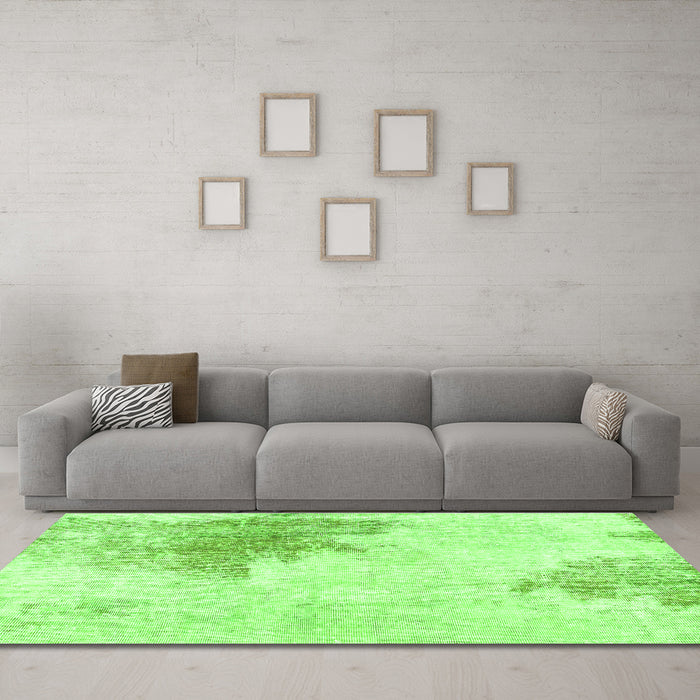 Machine Washable Solid Green Modern Area Rugs in a Living Room,, wshabs1934grn