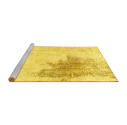Sideview of Machine Washable Solid Yellow Modern Rug, wshabs1934yw
