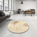 Round Machine Washable Abstract Brown Sugar Brown Rug in a Office, wshabs1934