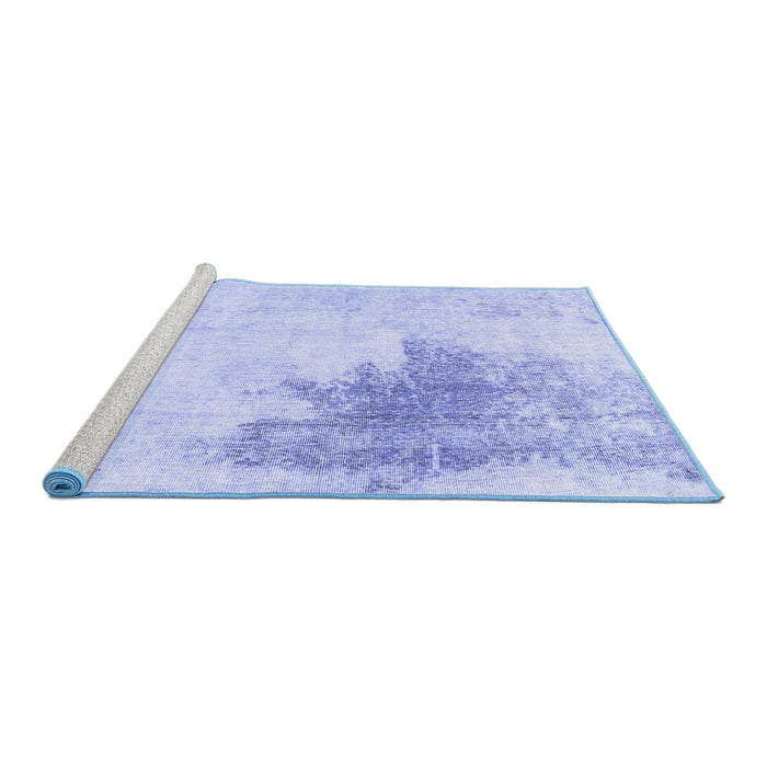 Sideview of Machine Washable Solid Blue Modern Rug, wshabs1934blu