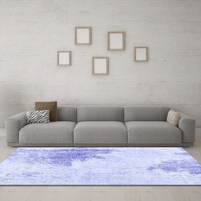 Machine Washable Solid Blue Modern Rug in a Living Room, wshabs1934blu
