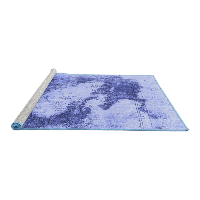 Sideview of Machine Washable Abstract Blue Modern Rug, wshabs1935blu