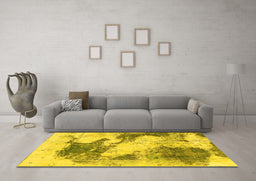 Machine Washable Abstract Yellow Modern Rug in a Living Room, wshabs1935yw