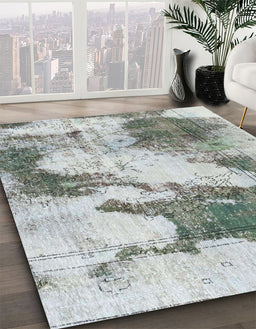 Abstract Light Gray Modern Rug in Family Room, abs1935