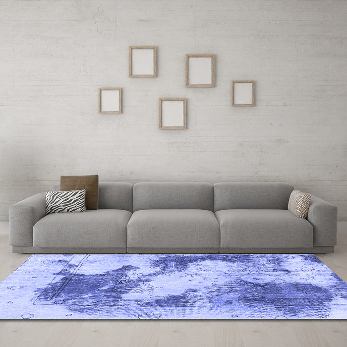 Machine Washable Abstract Blue Modern Rug in a Living Room, wshabs1935blu