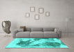 Machine Washable Abstract Turquoise Modern Area Rugs in a Living Room,, wshabs1935turq