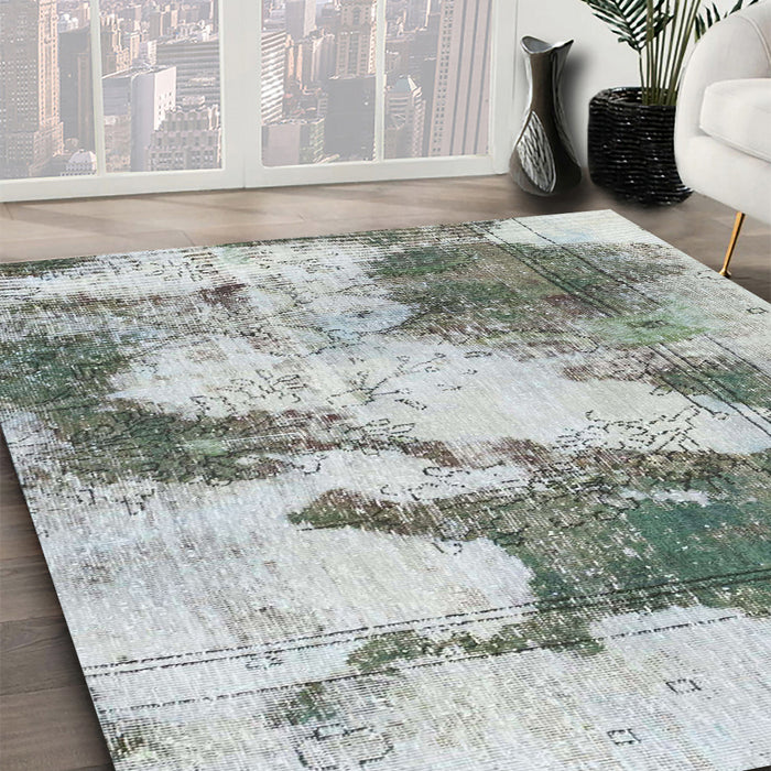 Machine Washable Abstract Light Gray Rug in a Family Room, wshabs1935