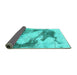 Sideview of Abstract Turquoise Modern Rug, abs1935turq