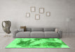 Machine Washable Abstract Green Modern Area Rugs in a Living Room,, wshabs1935grn